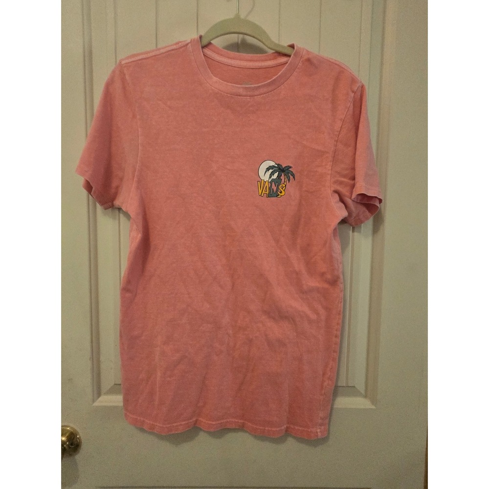 Vans Off The Wall Coral Pink Palm Tree Logo Graphic T-Shirt Size Small